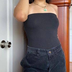 Black Strapless Bodysuit